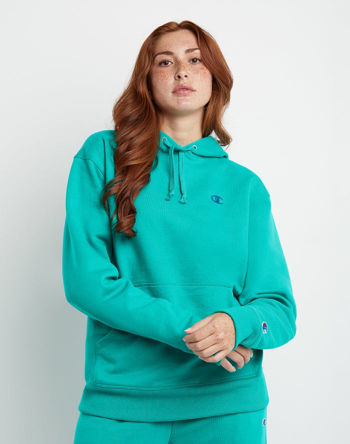 Champion Hoodie Dames - Turquoise - Powerblend Fleece Oversized ( 942180-SCY )